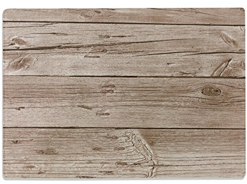 WANDKINGS Glasschneidebrett „Helles, rustikales Holz“ - Glasschneideplatte, Schneidebrett aus Glas, Frühstücksbrettchen