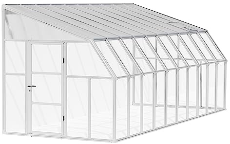 Canopia by Palram Gewächshaus Sunroom 8x20 Sonnenschutz Veranda Kaltwintergarten 257x632cm Weiß Polycarbonatplatten und Aluminium