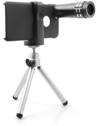 System-S 7-in-1 Linsenset 20X Mikroskop Weitwinkel + Makro Fischauge Fisheye 2X 9X 12X Telefoto Linse Objektiv mit Mini Stativ und Case Cover für iPhone 6