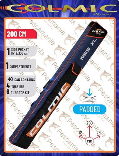 Colmic Fodero Rbs XL 6 Tubi RBS + 10 Tubi Top Kit Portacanne da Pesca