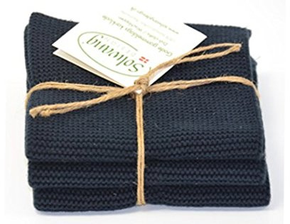 Solwang Putzlappen Schwarz gestrickt Wischlappen Baumwolle Wischtücher Edelstahl