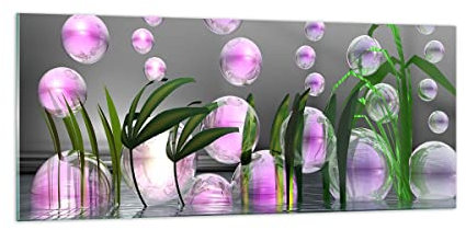 Moderne Impression sur Verre 100x40cm Image Tableau en Verre Decoration Murale Ordinateur graphique bulle Grand Tableaux Decoratifs Muraux Chambre Panoramique Deco Cadre Salon Art GAB100x40-2329