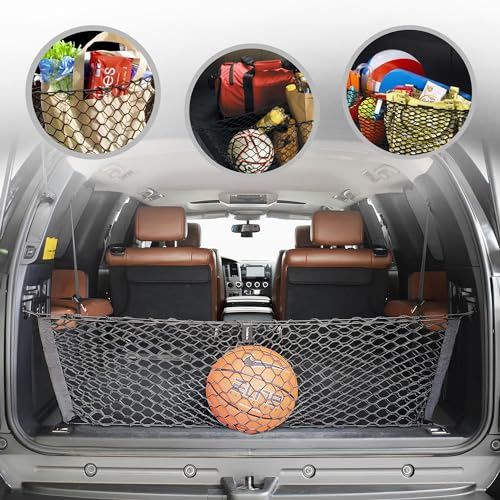 Envelope Style Automotive Elastic Trunk Mesh Cargo Net for Toyota Sequoia 2008-2026 - Premium Trunk Organizer and Storage - Luggage Net for SUV - Best Car Organizer for Toyota Sequoia