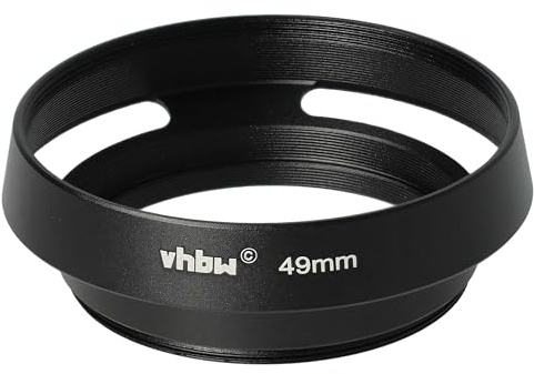 vhbw paraluce compatibile con obiettivi da 49mm - nero, metallo, rotondo