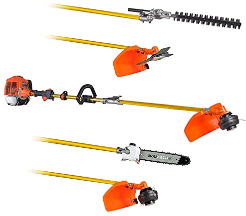 Moster-620 Decespugliatore a Scoppio 62CC con Design modulare e Kit Multifunzione 5 in 1: Motosega, Tagliasiepe, Tosaerba e Tagliabordi.