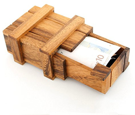 Magische Geldgeschenkbox aus Holz XXL Geschenkbox Holzspiel IQ Knobelspiel Denkspiel Geduldspiel