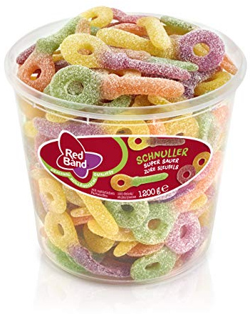 Red Band Fruchtgummi Schnuller Super Sauer - Großpackung: 1,2 kg Dose - Die einzigartige Kombination von sauer und süß - Holländische Qualität