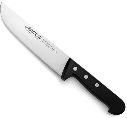 Arcos Coltello da Macellaio in Acciaio Inossidabile Nitrum – Coltello da Cucina Professionale per Tagliare Carne, Pesce e Verdure – Manico Ergonomico in Poliossimetilene, Serie 2900, Colore Nero