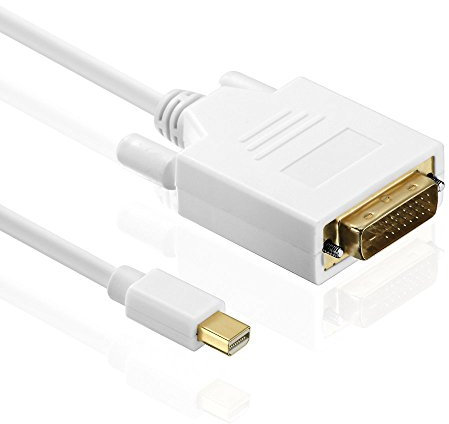 HDSupply DC040-050 DisplayPort/DVI Verbindungskabel (DisplayPort Stecker - DVI Single Link Stecker), vergoldete Kontakte, 5,00m, weiß