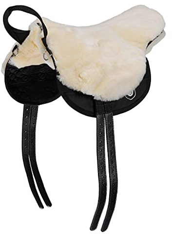 CHRIST Sella per Cavallo Basic Plus Sella in Pelle di Agnello, con Imbottiture Estraibili Bareback-Pad, nei Colori Naturale e nelle Misure: Shetty