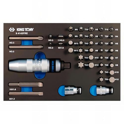 king tony 94143FRE Tablett Evawave Schlagbuchstaben Schraubendreher mit Bits, Bit-Set, 43-teilig