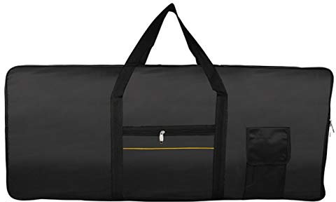 moonship Keyboard Tasche | Tragbare Tasche Für Keyboard 61 Tasten - Tasche Aus Wasserdichtes Oxford Tuch Für Tastatur Mit 61 Tasten Elektrisches Klavier, E-Piano-Tasche Mit Gelbem Streifen, Schwarz
