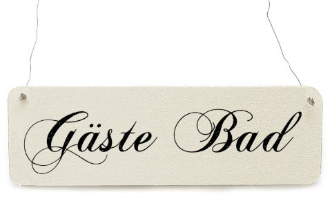 Interluxe Shabby Vintage Schild Türschild GÄSTE Bad Holzschild für Badezimmer Toilette WC Landhaus Chic Dekoration