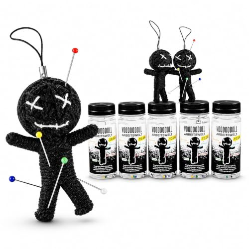 5er-Pack: Voodoo Doll in Dose | lustige Mini-Voodoo-Puppe to go | ARBEITSWELT Voodoo-doll | imaginäre Strafen für geliebte Chefs, sympatische Kollegen und andere Lieblingsmenschen auf der Arbeit