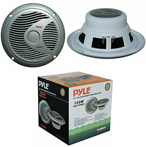 2 PYLE PLMR60S 18 cm 180 mm Altavoces de Doble Cono Plata Impermeable Piscina de mar Barco Hotel Restaurante 75 Watt rms 150 Watt MAX, par
