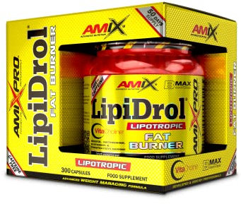Amix - Lipidrol Fat Burner - Suplemento Alimenticio - Ayuda en el Control de Peso - Con Vitamina B - Sin Cafeína - Nutrición Deportiva - Contiene 300 Cápsulas