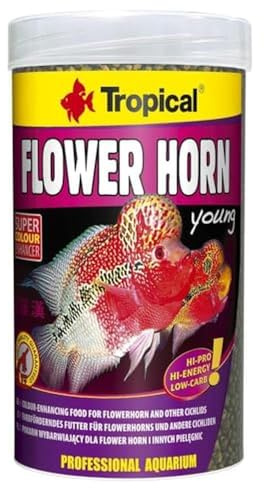 FLOWER HORN YOUNG PELLET 250ml / 95g - Nourriture rehaussant la couleur pour flowerhorn et autres cichlides