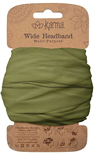 Karma Olive Headband for Women - Wide - Fabric Headband and Stretchy Hair Scarf - Green
