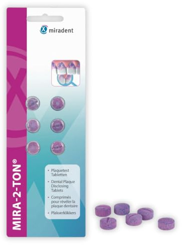 miradent Mira-2-Ton® Tabletten 6 Stück | zum Einfärben als Plaquetest vor dem Zähneputzen | bewährt | zuverlässig | motivierend | Einfache Anwendung | Erythrosin- und glutenfrei