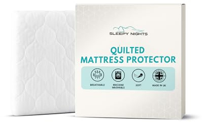 SleepyNights Quilted Mattress Protector With Polycotton Side Skirts Non Allergenic Machine Washable Single