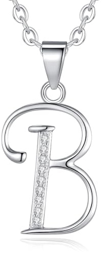 VIKI LYNN Sterling Silber 925 Kette Halskette mit Silber und Zircon Buchstabe Alphabet Anhaenger