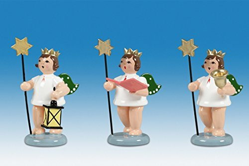 Rudolphs Schatzkiste Holzfigur Engelfiguren mit Stern 3-teilig ohne Krone Höhe 6cm NEU Holzengel Instrument Seiffen Erzgebirge Figur Dekoration Holzfiguren Weihnachten Fensterschmuck Spielzeug Deko