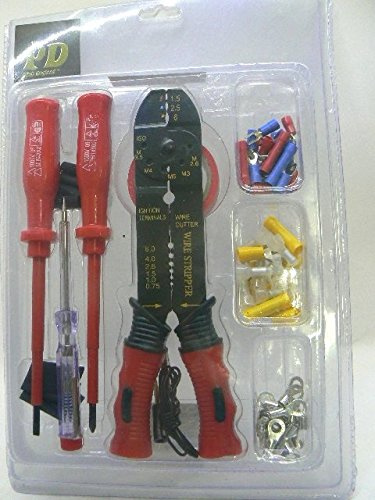 Prodigital KIT PINZA CRIMPATRICE PER TERMINALI CAPICORDA con oltre 85 accessori fra 3 CACCIAVITI, vari FASTON PREISOLATI ISOLANTE E GUAINE TERMO