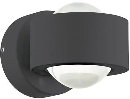 EGLO LED Wandlampe Ono 2, 2 flammige Wandleuchte, Wandstrahler innen | aus Aluminium und Kunststoff, Wohnzimmerlampe in Anthrazit, Klar, LED Flurlampe mit Up and Down Light in warmweiß