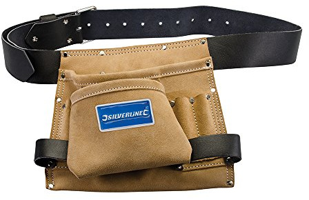 Silverline - Werkzeug- und Nageltasche aus Leder mit acht Fächern 260 x 230 mm (675030)