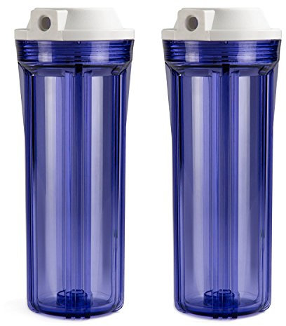 iSpring HC12X2 1/4'' Clear Water Filter Housing for Reverse Osmosis System, 2.5 Inch x 10 Inch Filters, Pack of 2