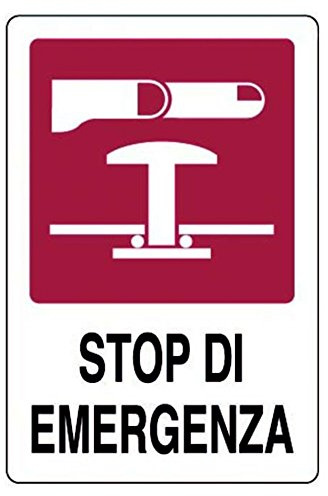 Cartello in alluminio bianco cm 30X20 Stop di emergenza