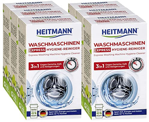 Heitmann Express Waschmaschinen Reiniger: entfernt Kalk, Ablagerungen und Gerüche, Maschinenreiniger, 6x250 g