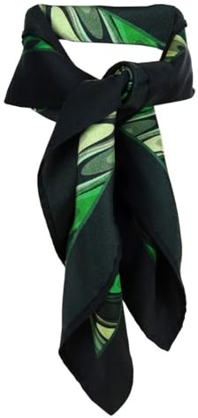 nicki paño de satén en verde negro patrón de onda - 100% de seda - tamaño 53 x 53 cm