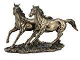 Unicorn Studios US 27,9 cm kaltgegossene Bronze-Farbe, Sprintende Pferde, Statue-Dekoration