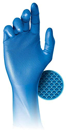 Juba Grippaz G, desechable nitrilo escamado sin polvo, azul - SIZE: 8