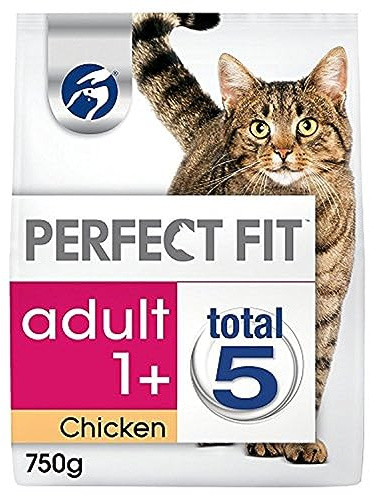 Perfect Fit Adult 1+ - Complete Dry Food for Adult Cats from 1 Year Old, Rich in Chicken, 750g