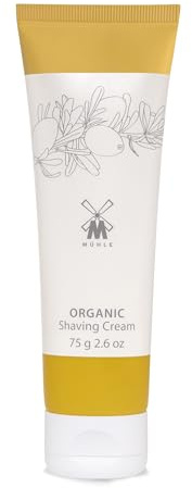 MÜHLE Organic Rasiercreme - cremiger, pflegender Schaum mit Bio-Arganöl - vegane Naturkosmetik - 75 ml | Rasiercreme für alle Hauttypen, mit Bio-Arganöl aus fairem Handel, cremiger Schaum, pflegend, für Bart und Gesicht