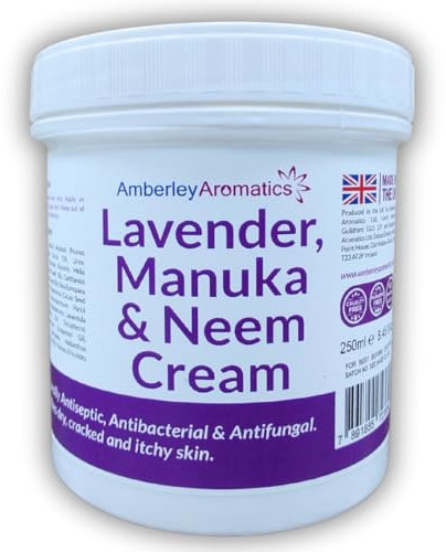 Lavender, Manuka & Neem Cream - Antibacterial, Anti-fungal, Antiseptic, Anti-Itch, Dry and Cracked Skin. Suitable for Senstive Skin. Eczema & Psorasis. Chapped Skin, Rough Dry Skin. (350ml Jar)