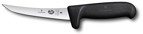 Victorinox Normal Cut Blade Fibrox Safety Grip Boning Knife, Black, Medium, 12 cm