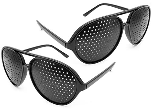 Ganzoo Raster-Brille/Loch-Brille für Augen-Training und Entspannung im 2er Set, Gitter-Brille mit faltbaren Bügeln, Form C