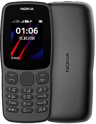 Nokia 106 Handy, entsperrt, 2G (Display: 1,8 Zoll – 1 MB – Single SIM) schwarz