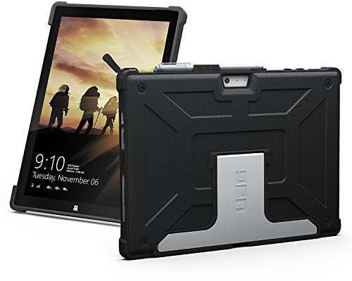 Urban Armor Gear Metropolis für Microsoft Surface Pro 7 / Pro 7+ / Pro 6 / 5 / 4 (Microsoft zertifizierte Schutzhülle, Type-Cover kompatibel, Microsoft Surface Pen Halterung, Standfunktion) schwarz