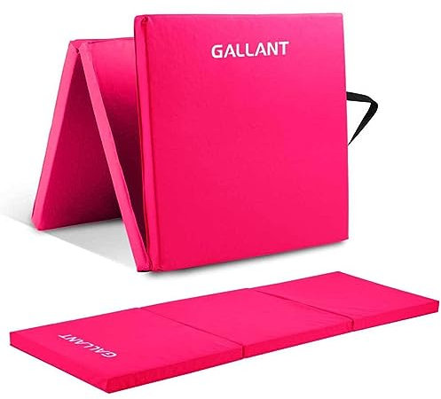 Gallant Foldable Gymnastics Mat - 6ft Long & Tri Folding, 5cm Thick High Density Foam, Non Slip & Easy to Clean - Tumble Exercise Gym Crash Mat For Children, Kids Gymnastics Equipment (Pink)