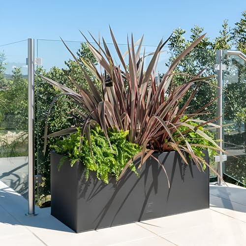 Primrose Gunmetal Black Galvanised Zinc Rectangular Garden Planter Plant Pot Large 70cm x 30cm