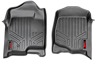 Rough Country All Weather Front Floor Mats for Chevy Silverado & GMC Sierra 1500/2500HD/3500HD (2007-2013) - Non-Slip Waterproof Flexible Floor Armor