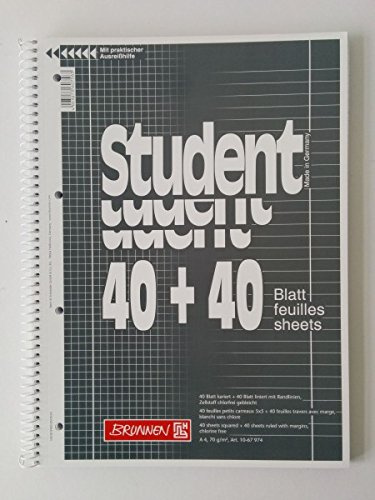 5er VE BRUNNEN Spiralblock Student A4 80 Blatt Collegeblock lin+kariert 70g/m2