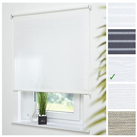 Liedeco® Rollo, Fenster Rollo, Kettenzug-Rollo / 142 x 180 cm (Breite x Höhe), Faden weiß/Stoff mit Dekor, Lichtdurchlässig, Blickdicht/viele Farben, Größen und Typen/Variable Montage möglich