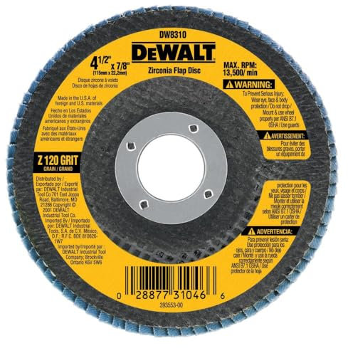 DEWALT DW8310 4-1/2 x 7/8 120 Grit Zirconia Angle Grinder Flap Disc