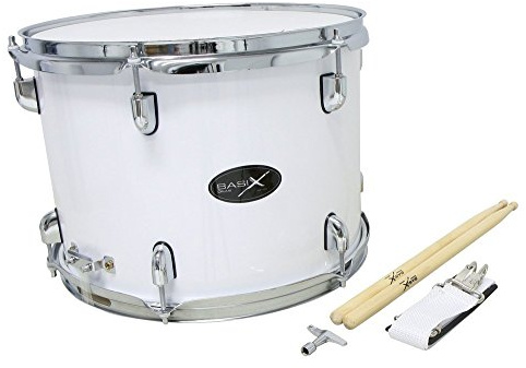 GEWA Marching Tenordrum, marschtromma 14 x 10, träkärl vit, inkl. bärrem och trumstockar