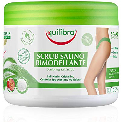 equilibra Corpo, Scrub Salino Rimodellante, Scrub Corpo Esfoliante a Base di Aloe Vera, Leviga e Nutre la Pelle, Mix di Sali Marini ad Azione Antiacqua, Oli Naturali ed Estratti Vegetali, 600 g